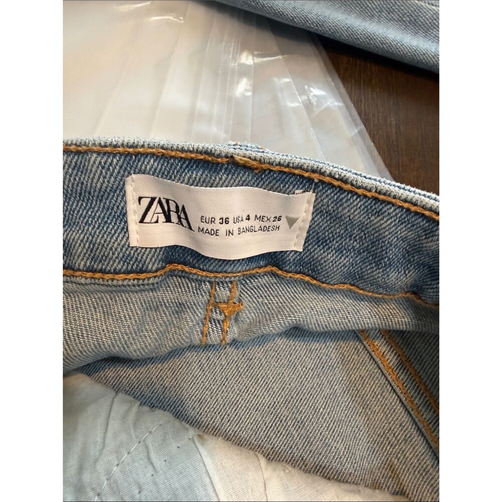 Zara Light Wash Skinny Jeans Size 4 Stretch Denim Mid Rise - Picture 3 of 6